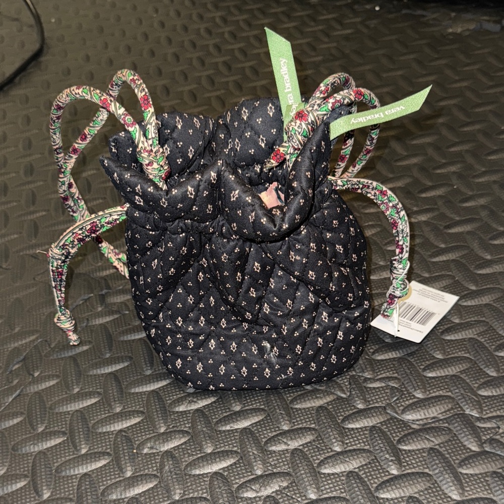 Vera Bradley Black Floral Mini Drawstring Bag